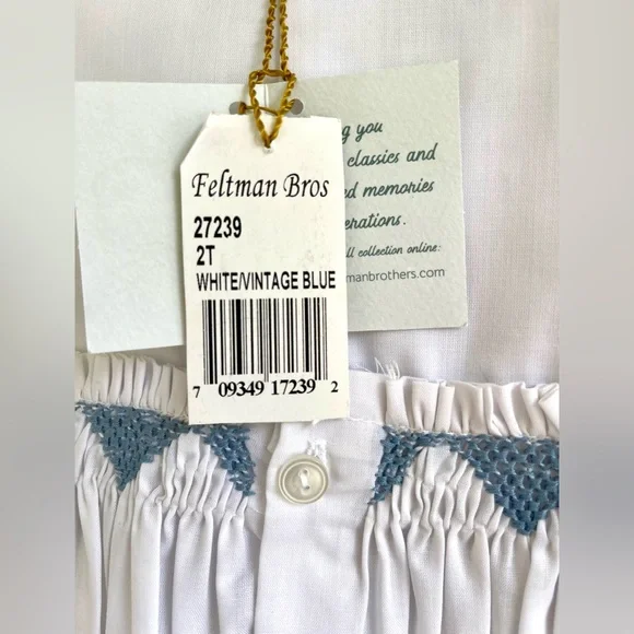 FELTMAN BROTHERS Gorgeous white/blue Southern Belle dress